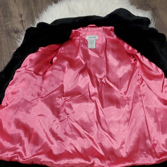 Circo Black Pea Coat with Pink Lining Size 4T - Picture 3 of 7